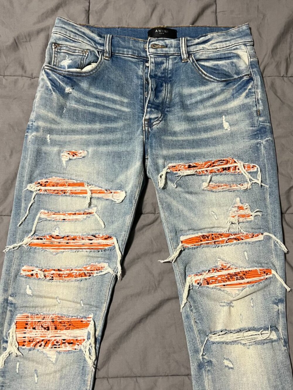 AMIRI Orange Bandana MX1 Skinny Jeans Size 32